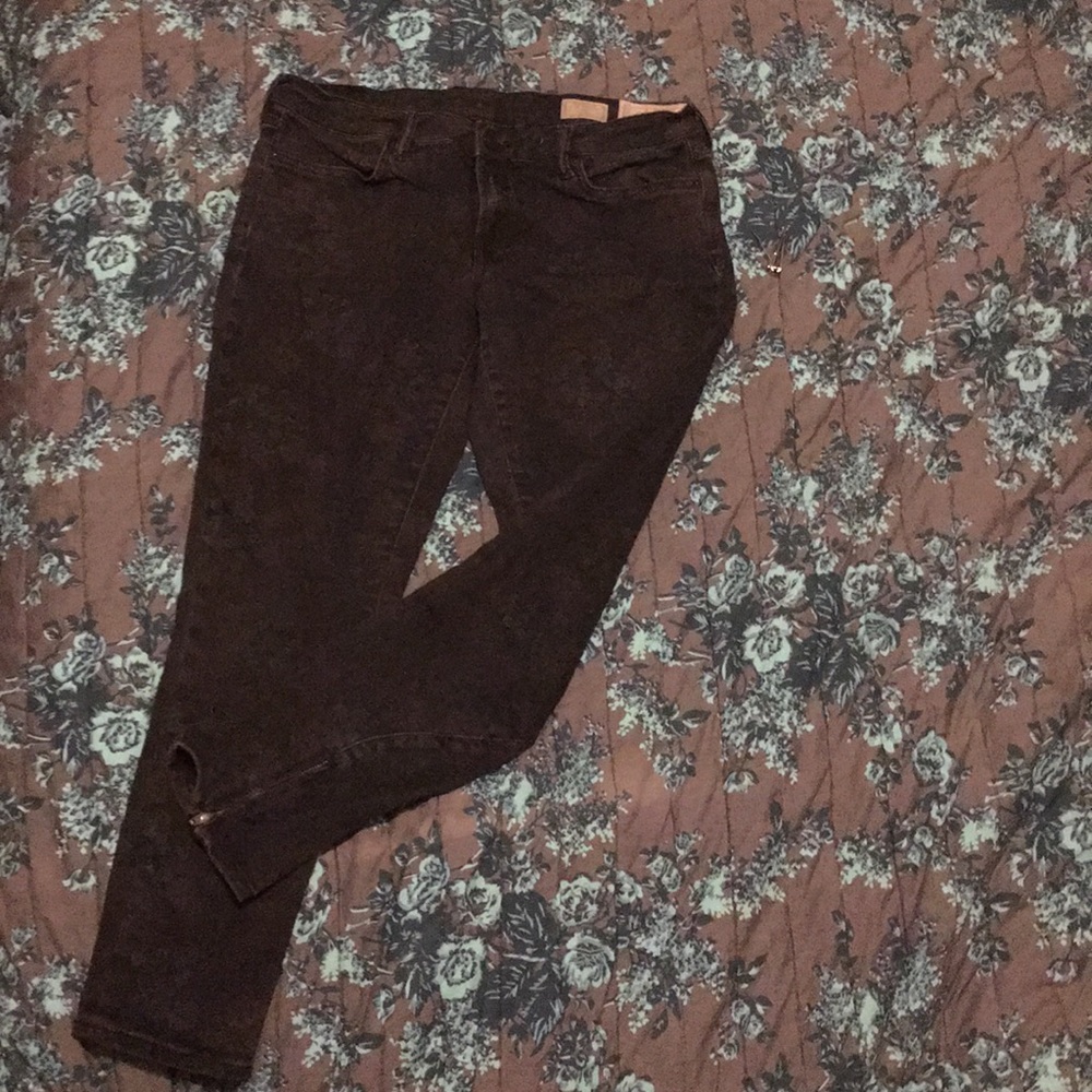 All Saints black floral print skinny jeans 30